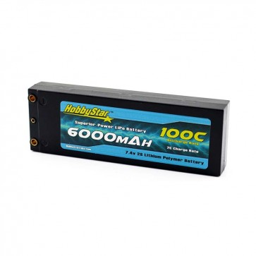 HobbyStar 6000mAh 7.4V, 2S 100C Hardcase "LCG" LiPo Battery