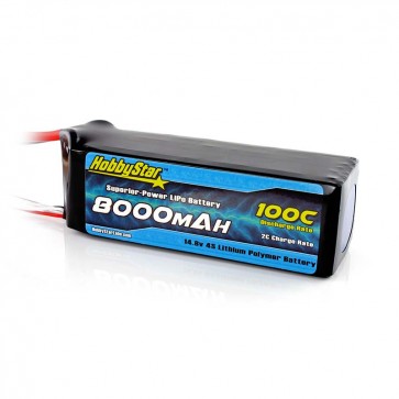 HobbyStar 8000mAh 14.8V, 4S 100C LiPo Battery 
