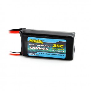 HobbyStar 1300mAh 11.1V, 3S 35C LiPo Battery 