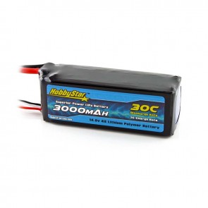 HobbyStar 3000mAh 14.8V, 4S 30C LiPo Battery 