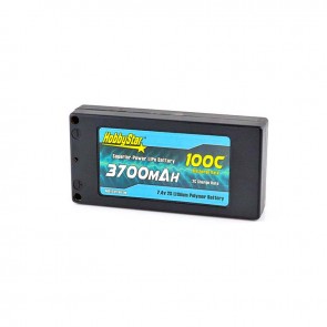 HobbyStar 3700mAh 7.4V, 2S 100C Hardcase "Shorty-Lite" LiPo Battery